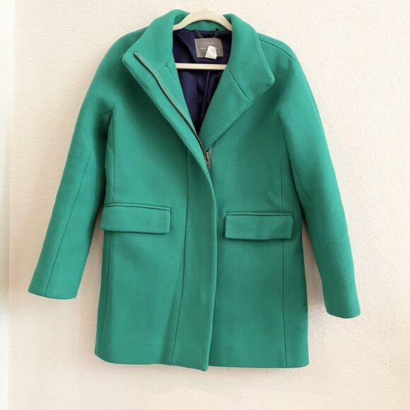 J Crew Kelly Green Stadium Cloth by Nello Gori Wool Coat Size 2 Wool Blend - Picture 9 of 12